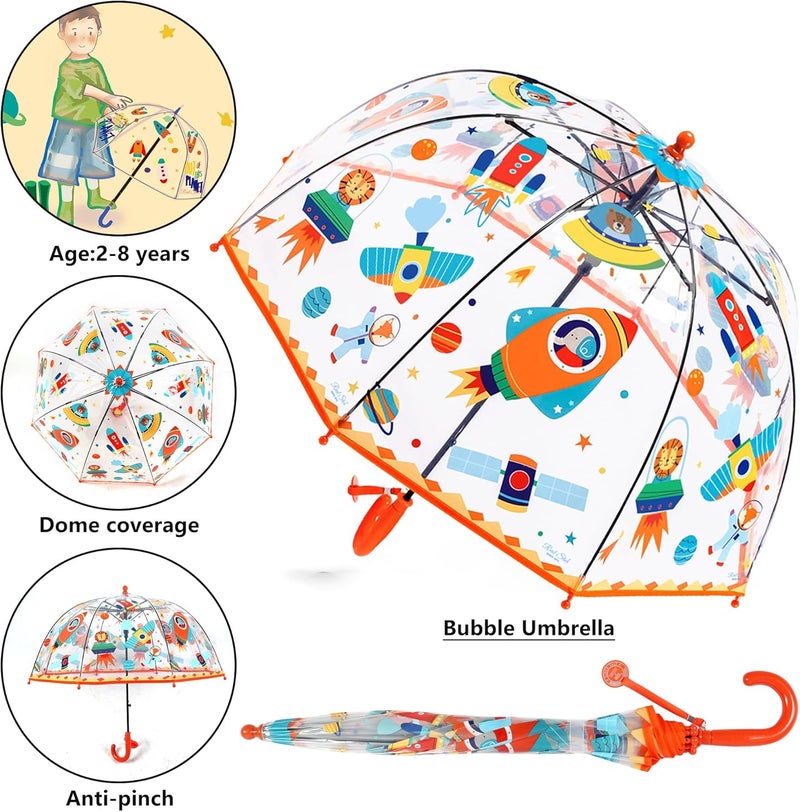 RONIARE Kids Umbrella Clear Bubble Umbrellas for Rain,Safety Dome Windproof Umbrella for Kid Girls and Boys - Image 2